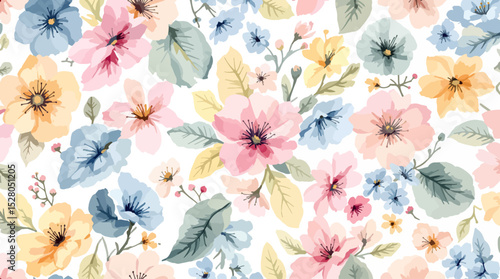 Flowers colorful watercolor Background
