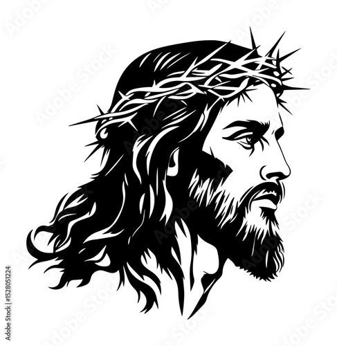jesus christ with crown of thorns illustration