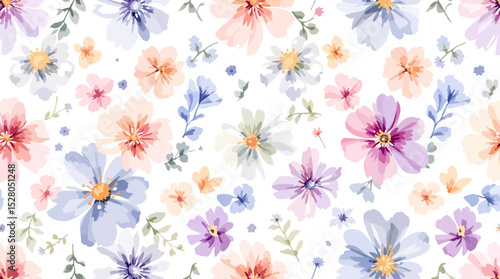 Flowers colorful watercolor Background