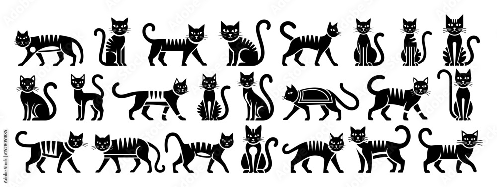 Fototapeta premium ancient egyptian cat vector collection