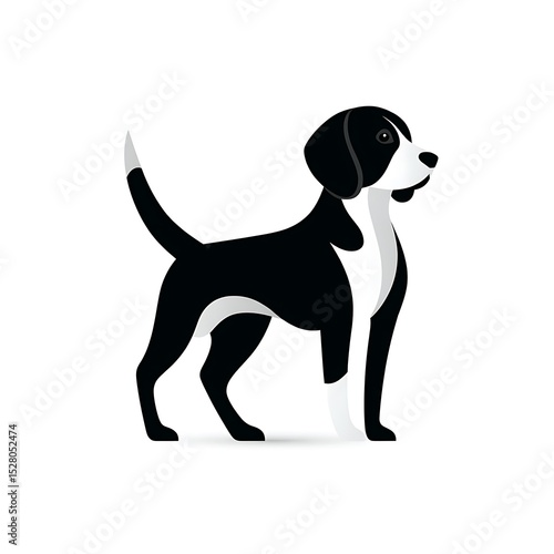 Wallpaper Mural Black and white beagle dog illustration isolated on white background Torontodigital.ca