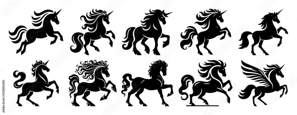 Naklejka premium unicorn silhouette fantasy horse collection