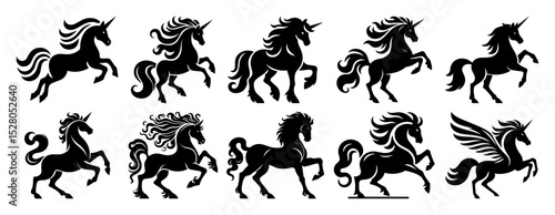 unicorn silhouette fantasy horse collection