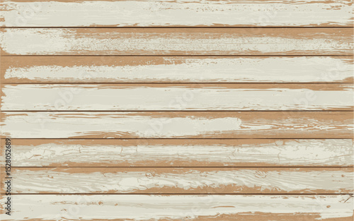 Distressed White painted Wood Plank Vector - Realistic Painted & Weathered Texture with Visible Grain - Neutral Scandinavian-Style Background for Rustic Wedding, Shabby Chic Designs 