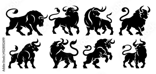 strong bull vector silhouette collection