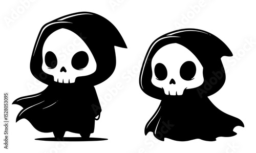 cute grim reaper cartoon character vector