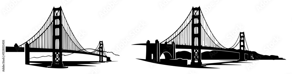 Obraz premium famous suspension bridge vector illustration