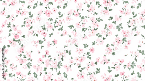 Seamless floral pattern, watercolor background pattern colorful flowers on white background