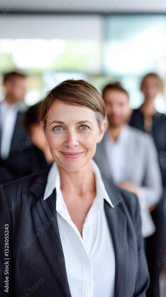 Confident business woman with a diverse team, symbolizing leadership, inclusion, and a forward-thinking work environment. Confident business woman with a diverse team, symbolizing leadership, inclusion, and a forward-thinking work environment.