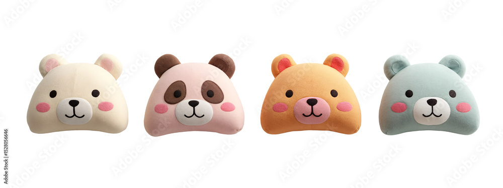 Obraz premium A set of four stuffed animals that are in different colors.