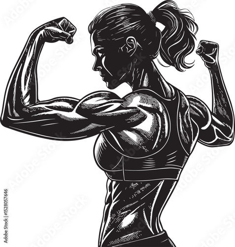 woman body builder gym center practicing 