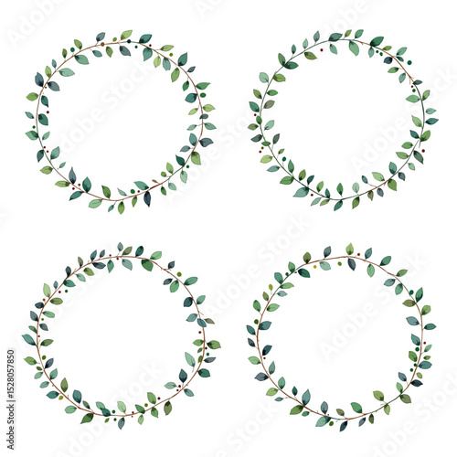 Leaves Watercolor Set Wreath Template