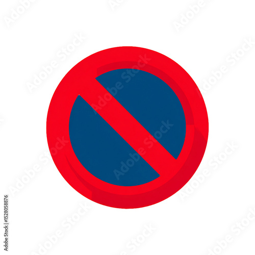 Free Download No parking sign icon vector, red circle with blue background and red diagonal cross. - GFXLoad