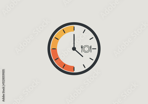 A stylized clock icon displays a 'Fast Plan' concept, showing a mealtime schedule with orange and black segments. Clean, modern design suitable for business or lifestyle visuals.