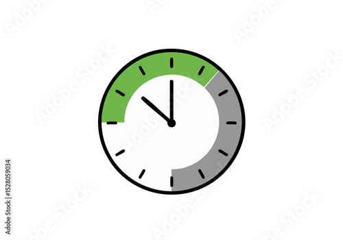 stylized clock illustrates the Green Eater eating window showcasing a clear division between eating and fasting periods Clean modern design with vibrant green and grey tones 