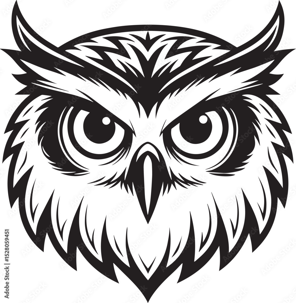 Obraz premium owl play with wings vector art pecha, owl mask, owl logo vector