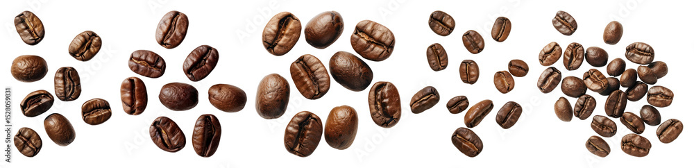 PNG Scattered roasted coffee beans, element set on transparent background PNG Scattered roasted coffee beans, element set on transparent background