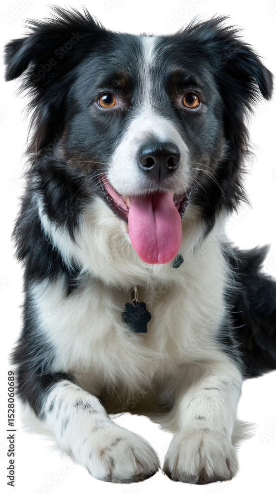 Adorable Border Collie: A captivating portrait of a handsome border collie with striking black and white coat and a playful expression, captured in a studio environment. Adorable Border Collie: A captivating portrait of a handsome border collie with striking black and white coat and a playful expression, captured in a studio environment.