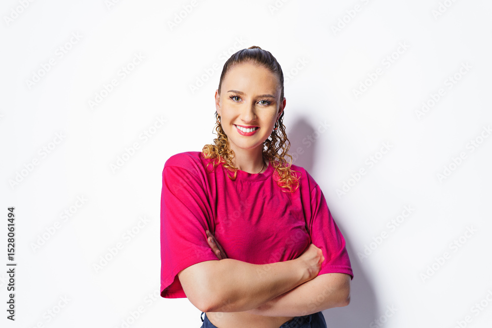 Obraz premium Portrait of beautyful and confident business woman in sporty, fitness style.
