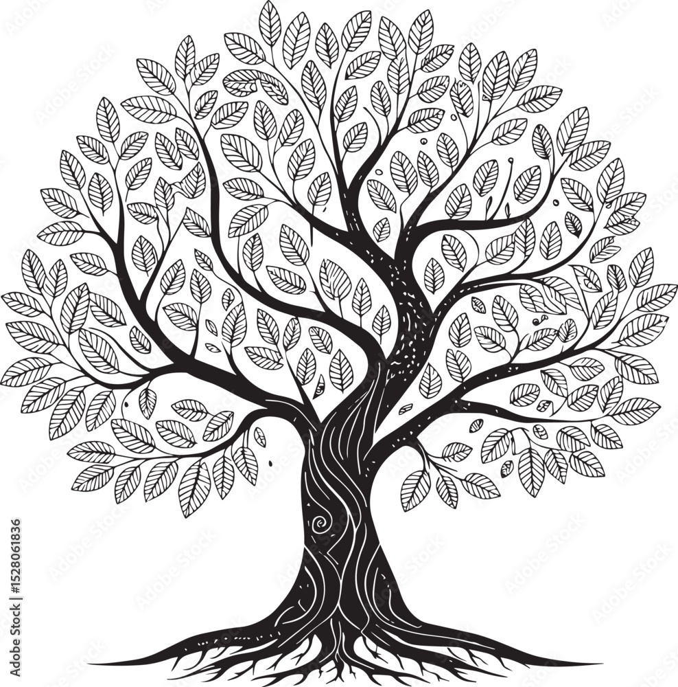 Obraz premium vector tree with leaves, vector tree silhouette,