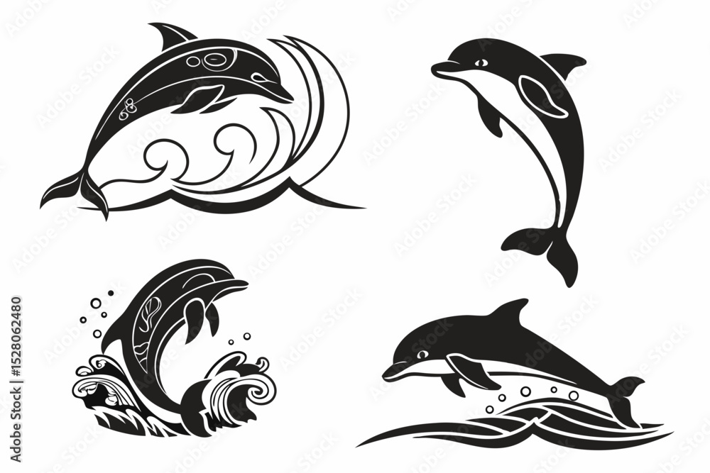 Naklejka premium set of dolphins