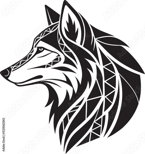fox head, wolf head vector, fox logo black white photos