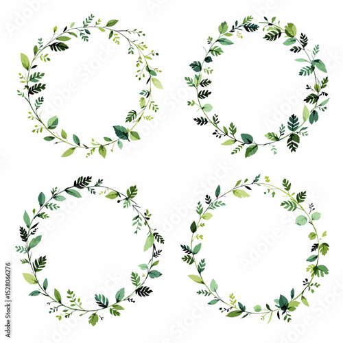 Watercolor Eucalyptus Leaves Wreath Illustration Green, Wedding Leaves, Set Wreath