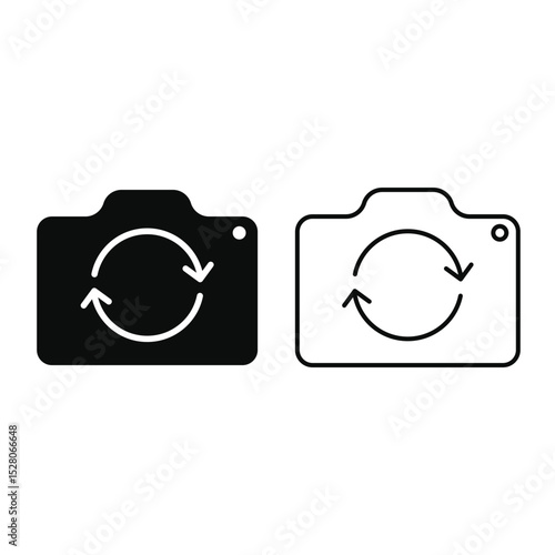 Flip camera icon and symbol design on a white background