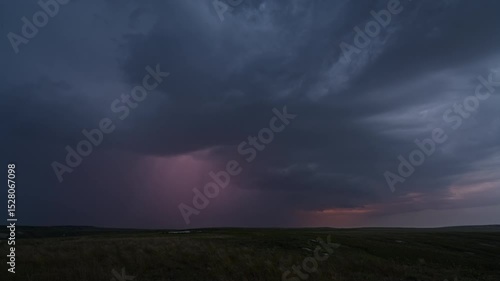 Slow-motion lightning fork unleashes over storm-swept rural hills. Nature untamed power in electrifying detail, prime for film intros, weather reports, and epic B-roll.