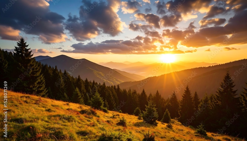 Sunset over mountain range. Sunset over mountain range.