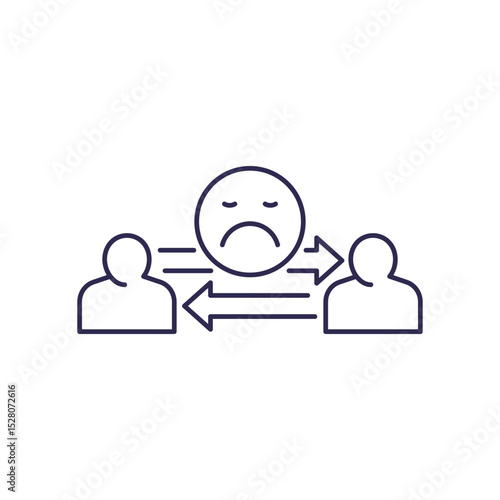 negative social interaction line icon on white