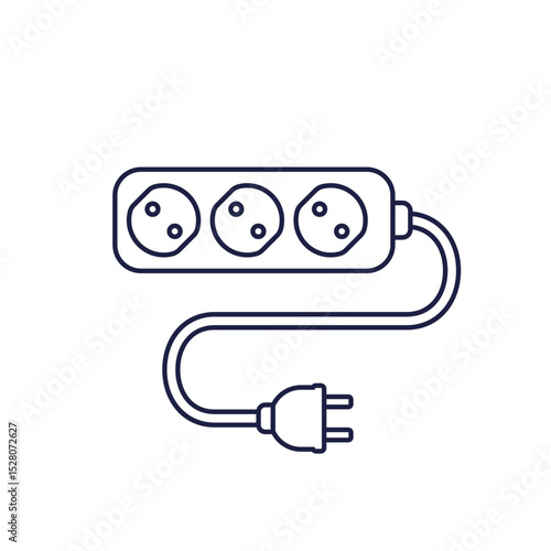 power strip icon, power outlet with electric plug, line design