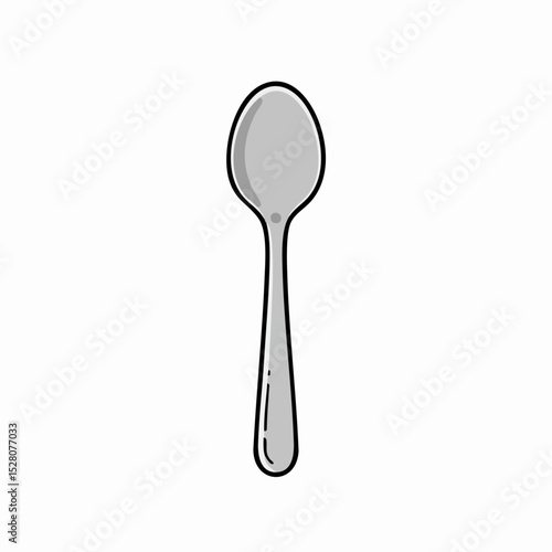 Simple Grey Spoon Utensil Illustration