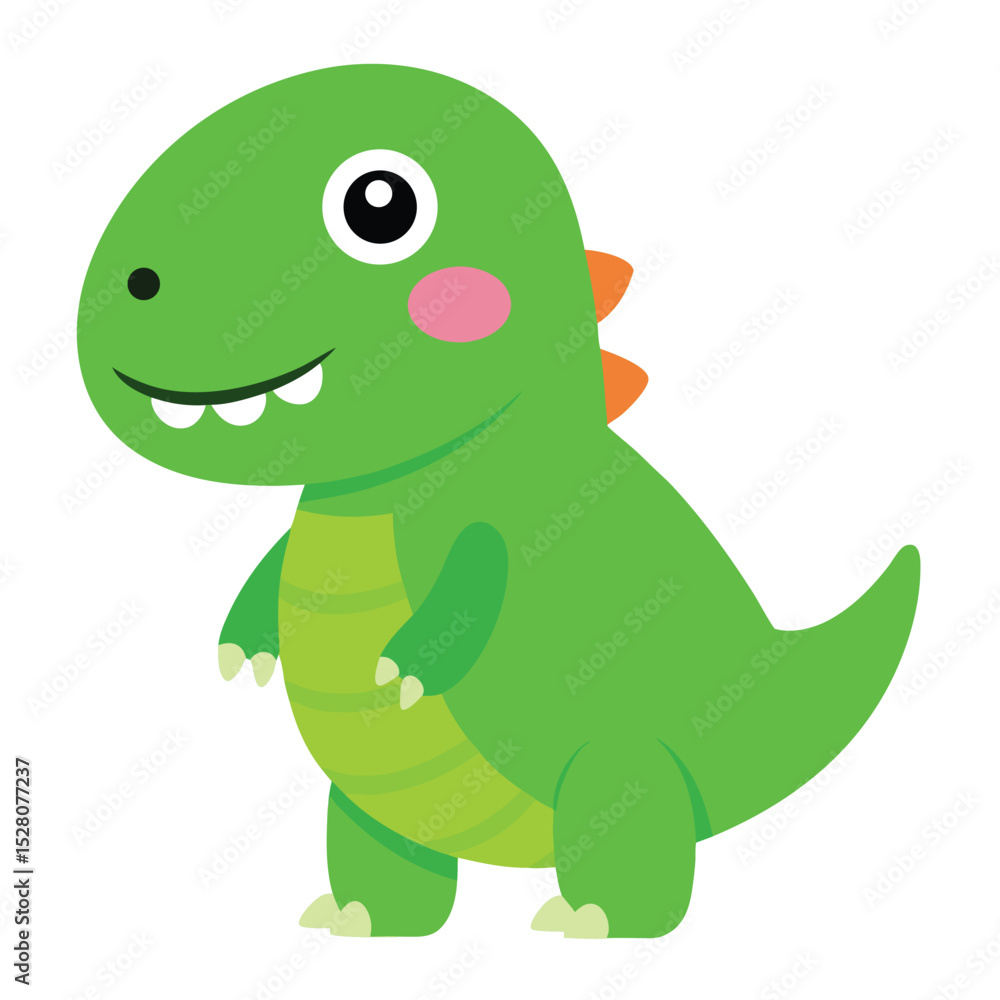 Cute Green Dinosaur Illustration Cute Green Dinosaur Illustration