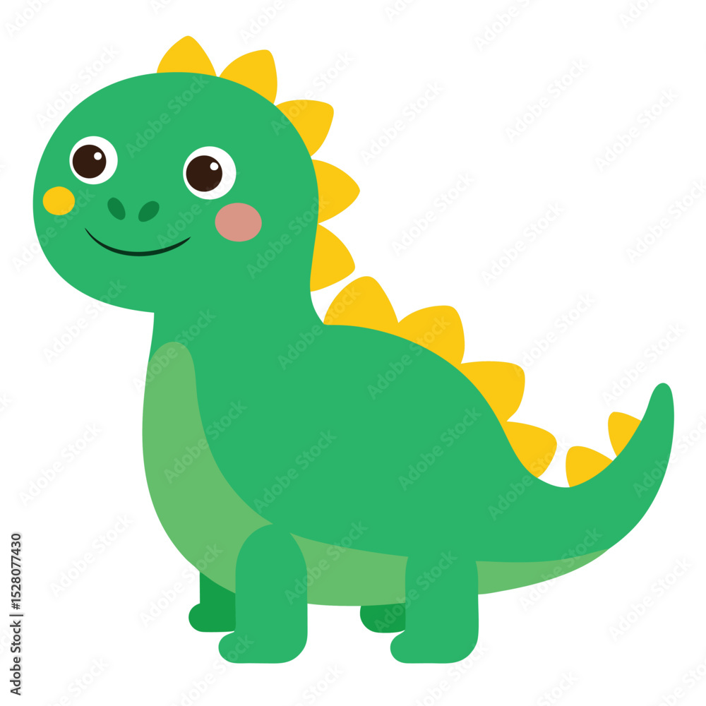 Obraz premium Adorable Green Dinosaur Illustration