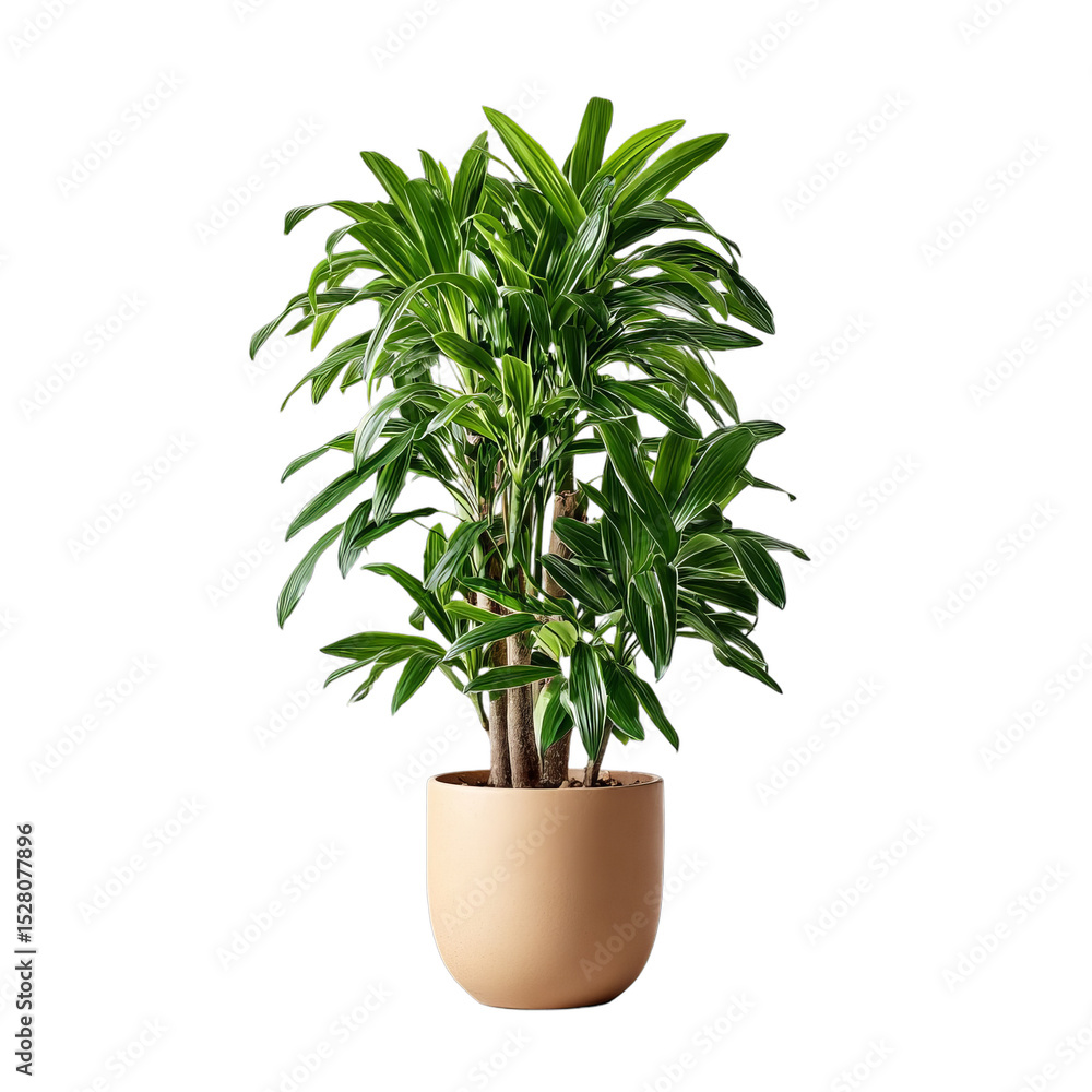 Fototapeta premium Dracaena marginata plant in a beige pot