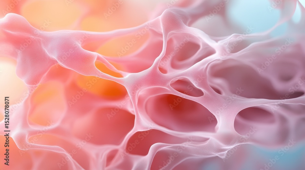 Obraz premium A mesmerizing abstract image featuring delicate pink and white cells intertwined in a beautiful, gentle pattern that evokes feelings of softness and tranquility.