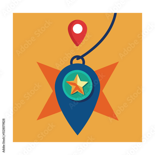 Free Download Modern illustration of a location icon with star medal and additional red pin - GFXLoad