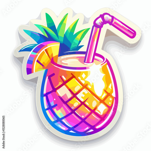 Piña colada cocktail in pineapple-shaped glass