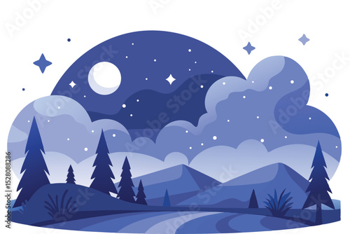 Night landscape with stars