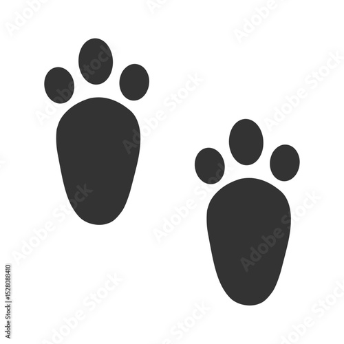 Simple black and white pair of animal paw prints