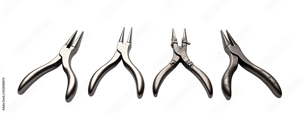 A set of four metal pliers A set of four metal pliers