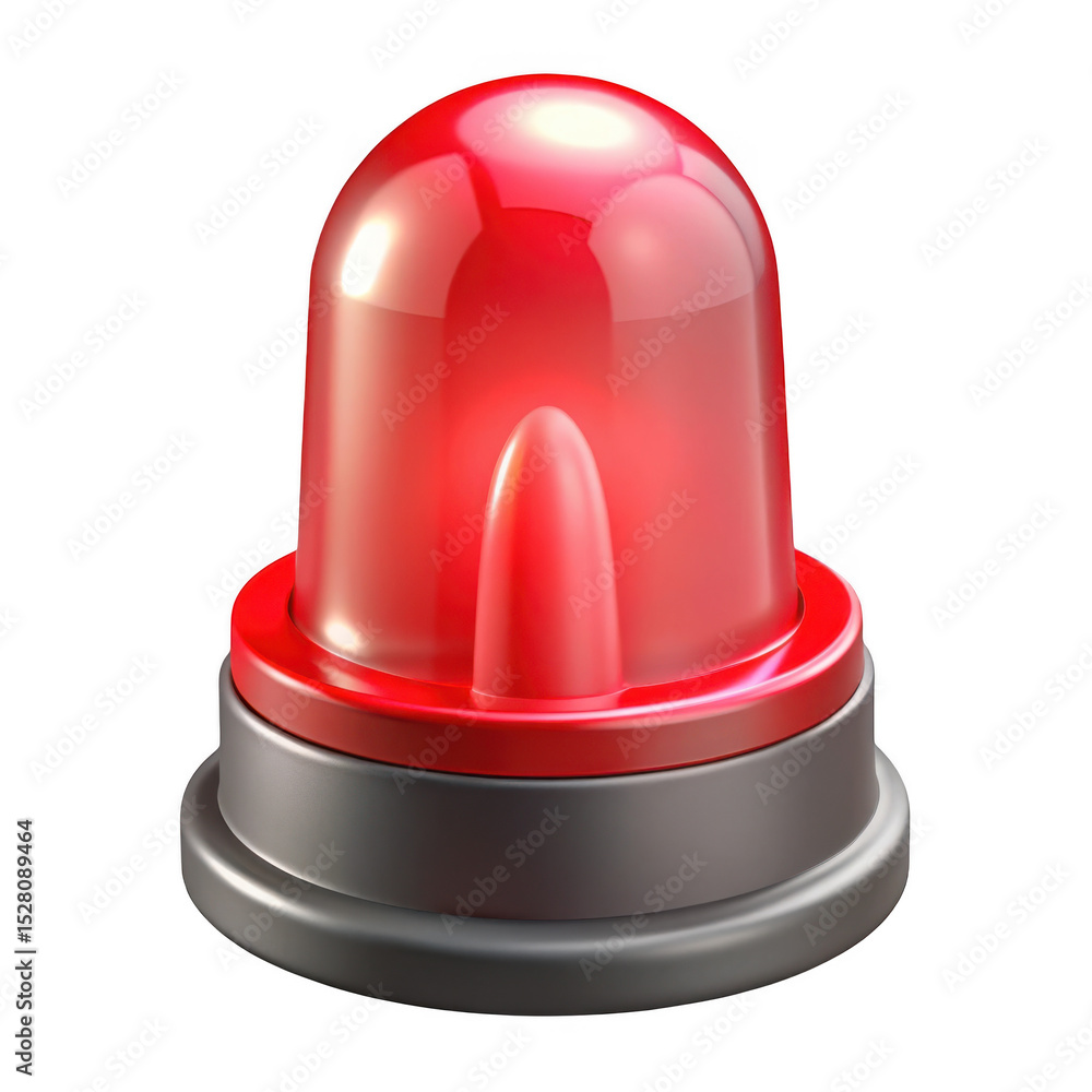 Fototapeta premium 3d realistic red emergency light beacon isolated on transparent background