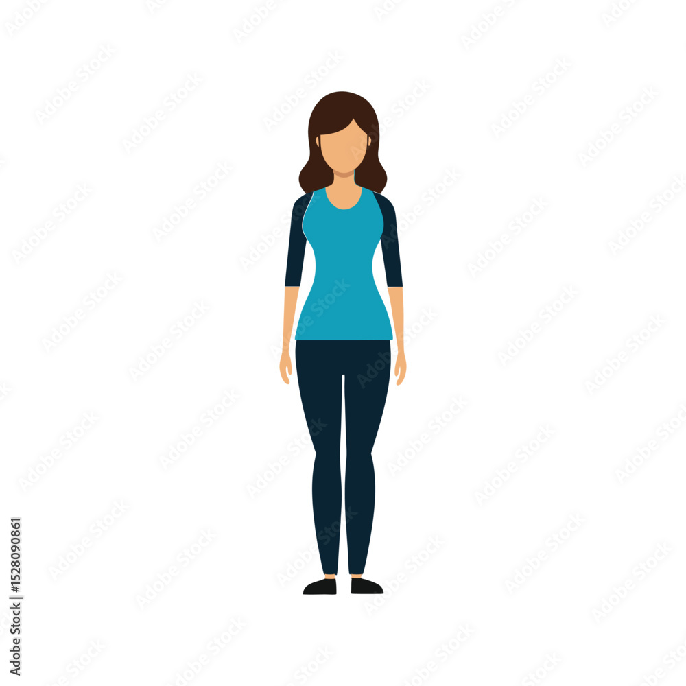 Fototapeta premium Young woman full body vector illustration, modern female avatar profile, stylish character design, isolated on white background
