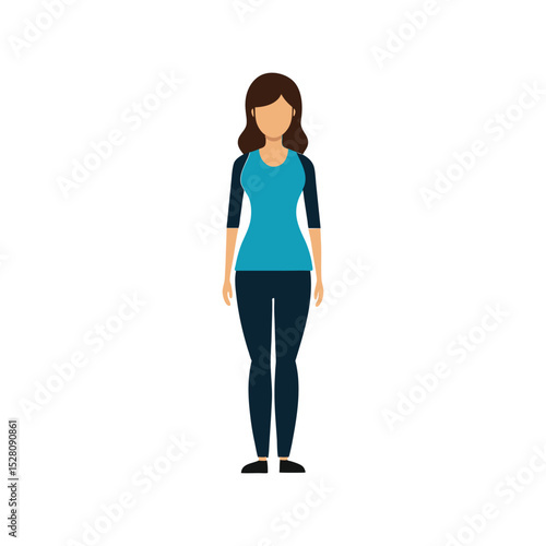 Young woman full body vector illustration, modern female avatar profile, stylish character design, isolated on white background