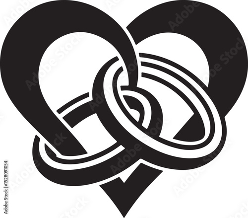 Intertwined Wedding Rings within a Heart A Symbol of Love and Commitment