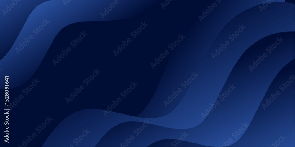 Fototapeta premium Modern dark blue abstract background featuring smooth, flowing wavy shapes, ideal for technology, business, or creative design projects.