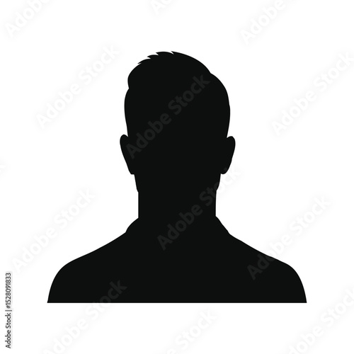 Man vector illustration. Male profile avatar silhouette for user icon, portrait, or character design

