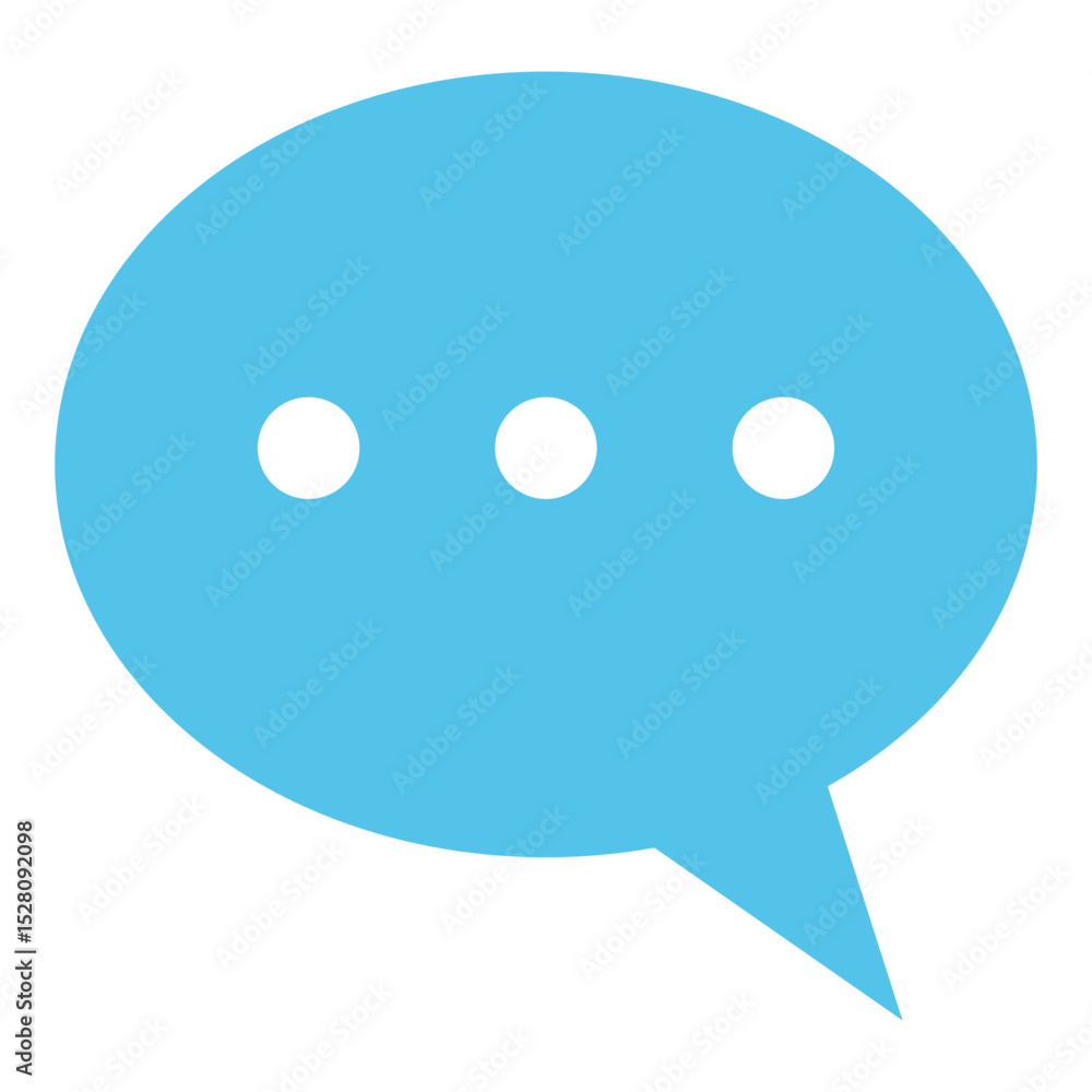 Chat Bubble Icon with Three Dots in Flat Blue Style Chat Bubble Icon with Three Dots in Flat Blue Style
