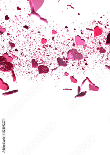 realistic isolated heart confetti on the transparent background for decoration and covering.
